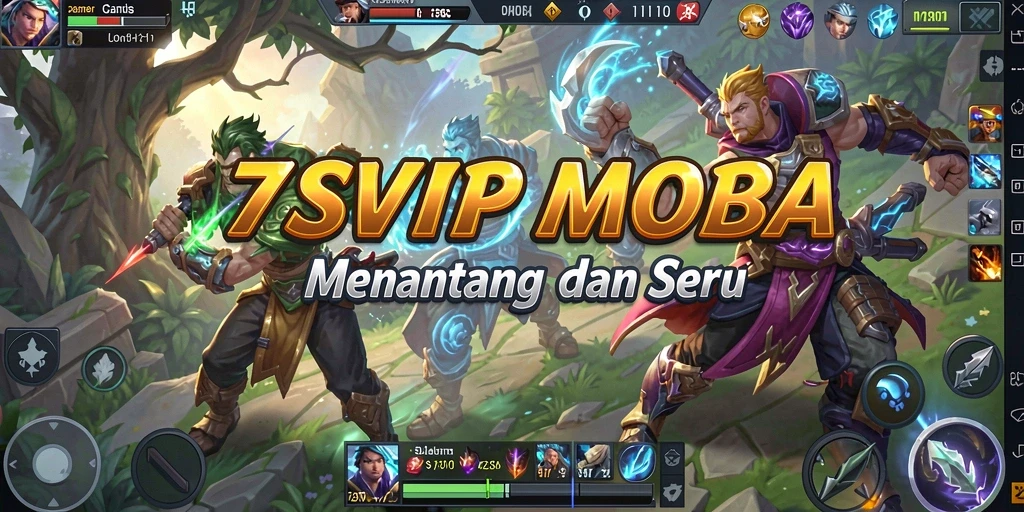 Screenshot 7SVIP menunjukkan aksi seru di arena MOBA.