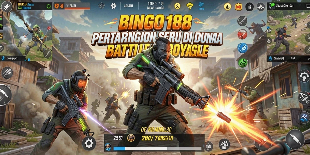Screenshot BINGO188 menampilkan aksi menegangkan dalam pertempuran Battle Royale.