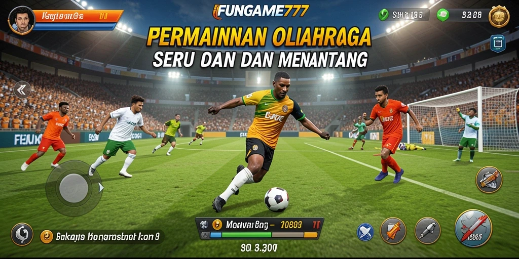 Tampilan gameplay seru dari FUNGAME777, menunjukkan aksi olahraga yang mendebarkan.