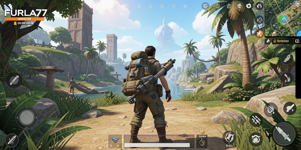 Tangkapan layar gameplay FURLA77 dengan pemandangan alam yang memukau.