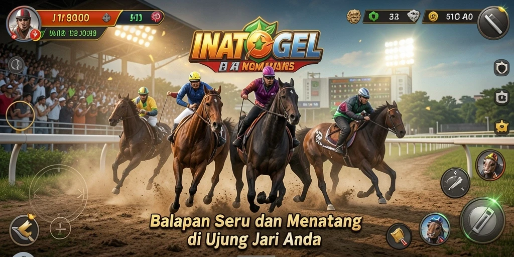 Tangkapan layar gameplay INATOGEL menampilkan aksi balapan yang intens.