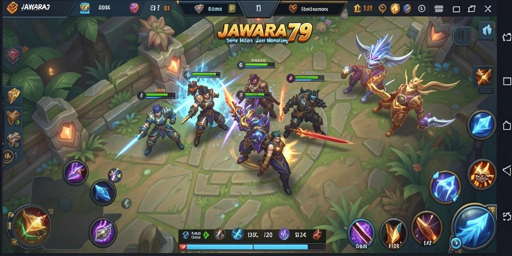 Screenshot menampilkan aksi seru dalam pertempuran MOBA.