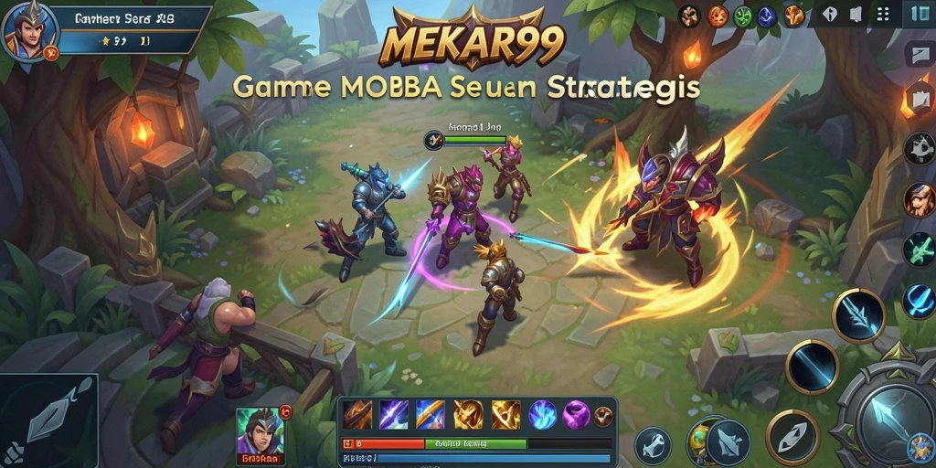 Tampilan gameplay MOBA yang seru dan menegangkan.