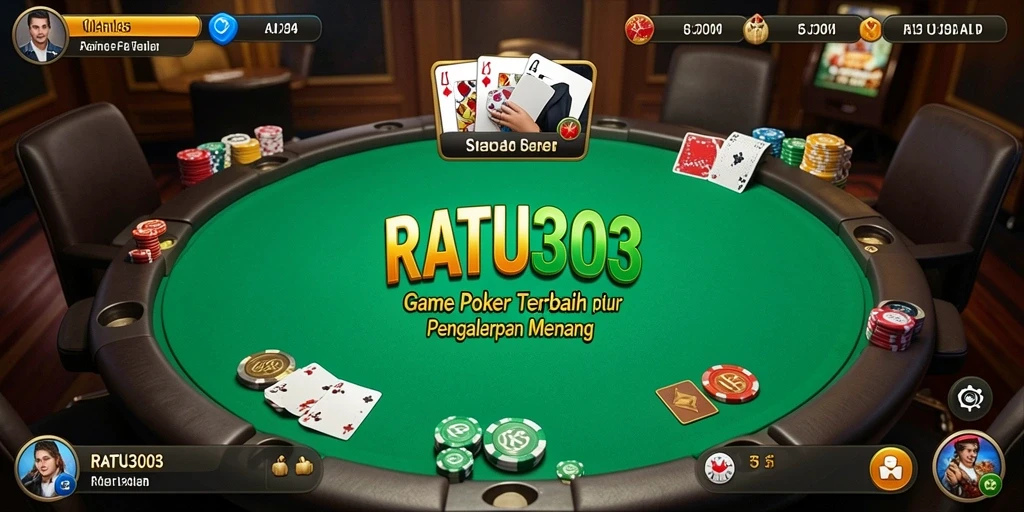 Screenshot utama RATU303 menampilkan gameplay poker yang seru dan menarik.